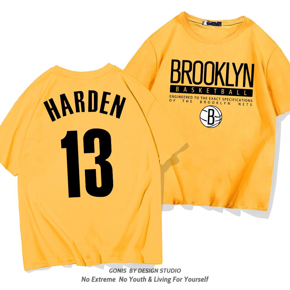 Nets Harden No. 13 Short-sleeved T-shirt Men's and Women's Trendy Youth Basketball Training Clothes Pure Cotton Casual Half-sleeved Clothes