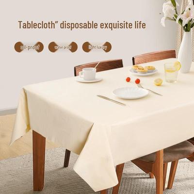 Thickened Disposable Round & Rectangular Tablecloths - Waterproof & Oilproof Stone Cloth for Dining Rooms & Hotels