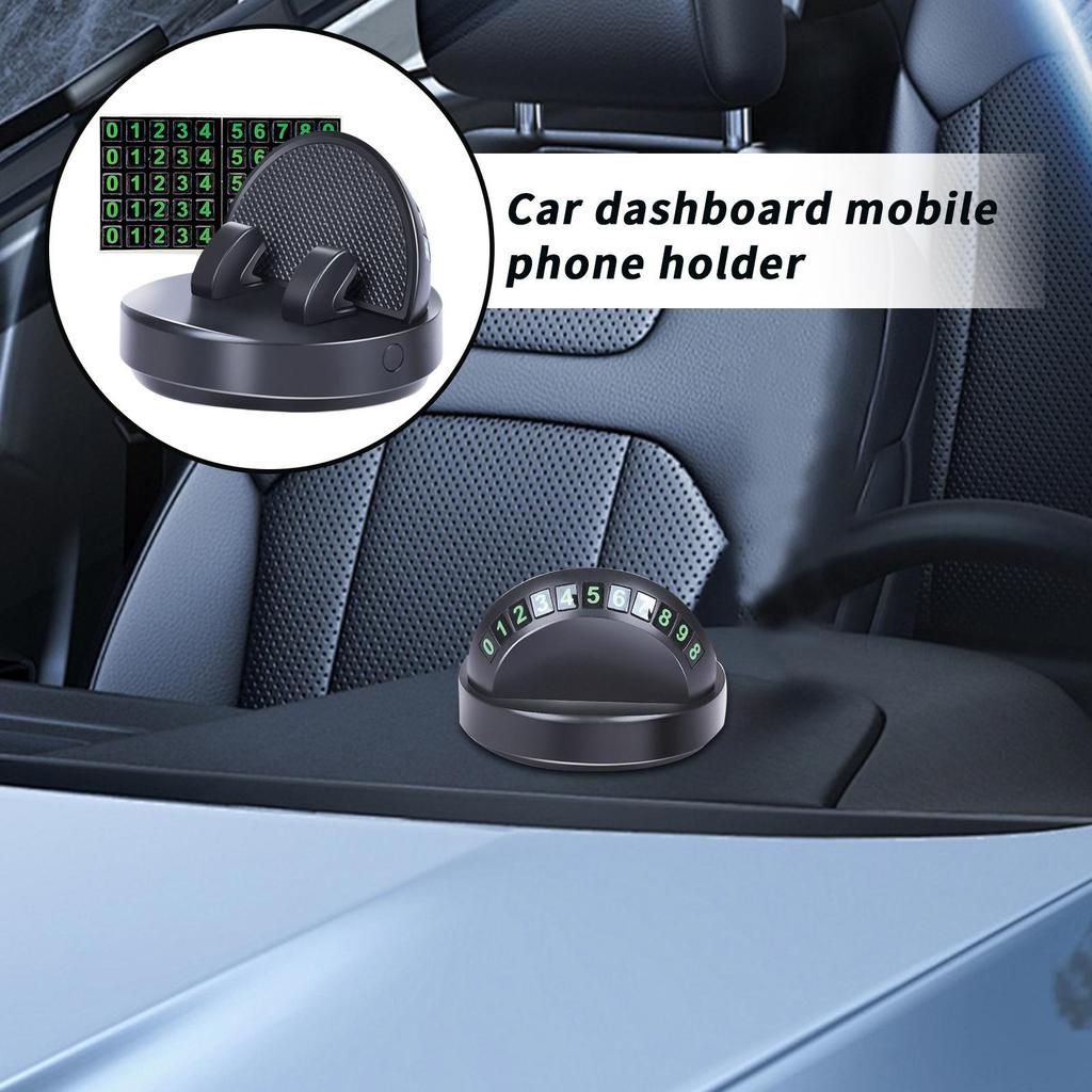 9x6.5cm Car Phone Stand Rotatable Dashboard Auto Mobile Phone Stand Smartphone Automotive Organizer with Parking Number Plate