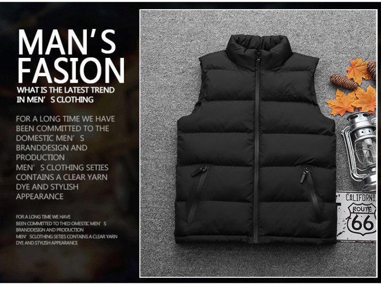 Men's Winter Down Cotton Vest: Korean Style, Slim Fit, Trendy, Casual, Warm, Plus Size.
