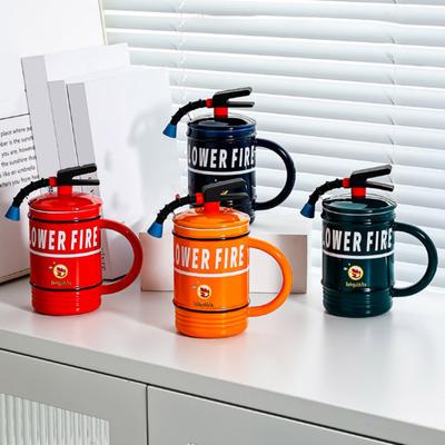Keramický hrnek na kávu 450ml Legrační kelímek na zhasnutí plamene s víčkem Hrnek na ledovou čokoládu na mléčné nápoje Kreativní dárek pro muže Ženy