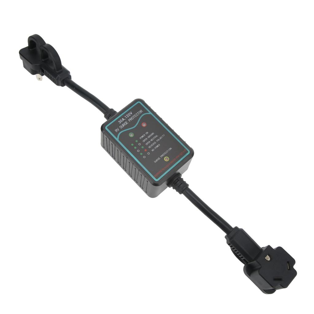 Black 30A RV Surge Protector Camper Circuit Analyzer Power Defender 2100 Joules for Trailers Trucks Yachts
