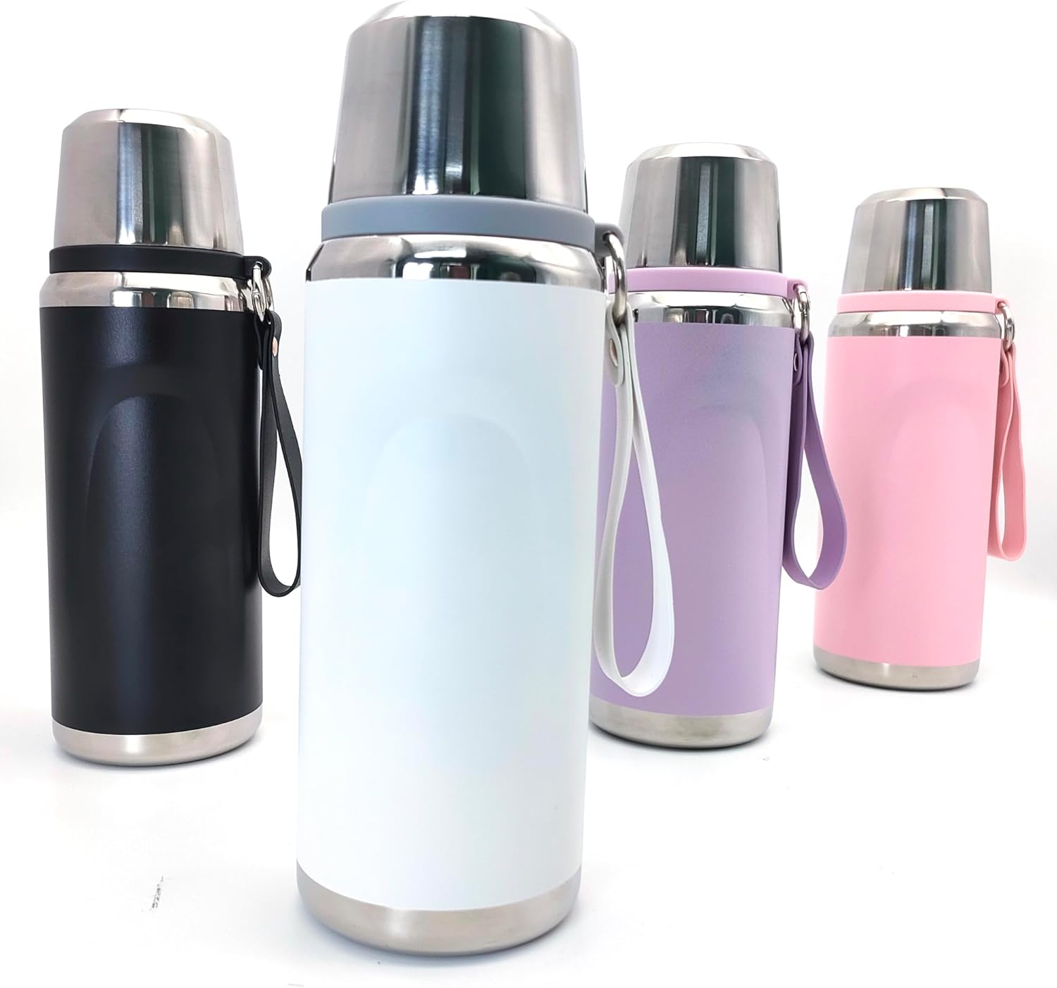 

Изолированный вакуумный термос с чашкой, 600 мл, термос из нержавеющей стали для горячих и холодных напитков, кружка для путешествий и занятий спортом на открытом воздухе белый