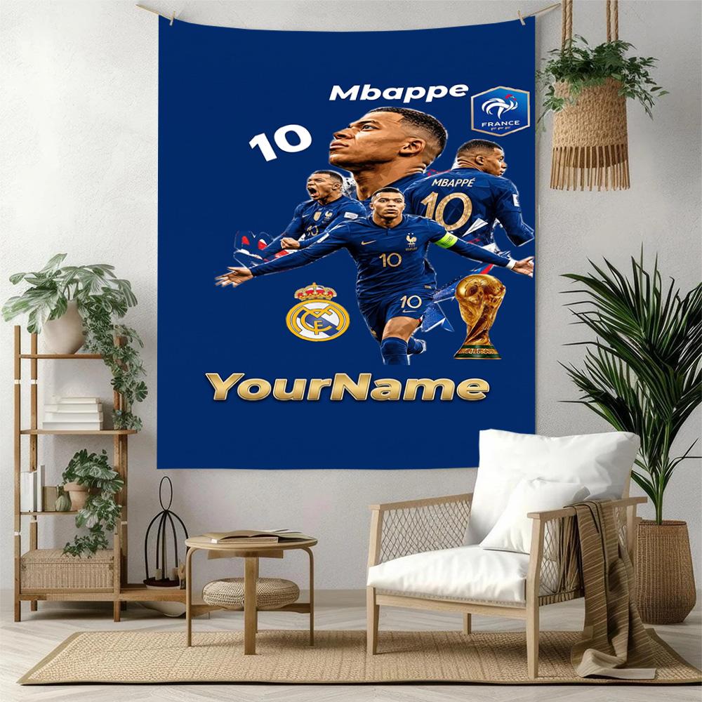 Mbappe Custom Your Name Wall Decor Tapestry Art For Pet Memorial Birthdaywedding Party Backdrop Family Gift