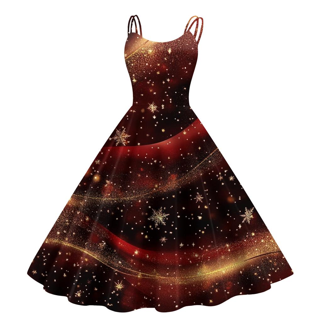 Children's Fashion Casual Christmas Print Sexy Off-the-shoulder Punk Retro Dress