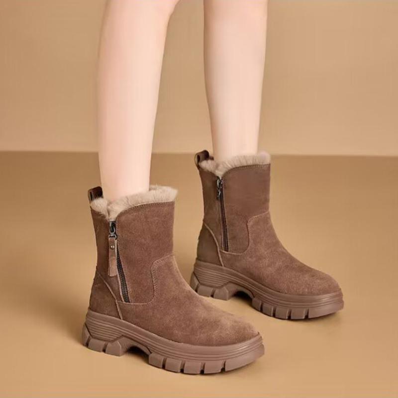 Trendy Cotton Boots 2024 Winter New Edition with Velvet Thick Bottom Anti Slip Outdoor Warm Commuter Women's Shoes Zapatos Mujer