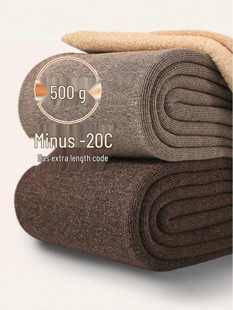 500g Combed Cotton Flannel-Lined Women's Vertical Stripe Leggings, Extra Long Warm Pantyhose for Autumn/Winter – Japanese Style