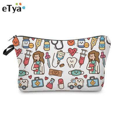 Borsa personalizzata con stampa floreale per cambio carta da infermiere Porta cancelleria per auricolari Borsa per trucco impermeabile Borsa da viaggio per esterni