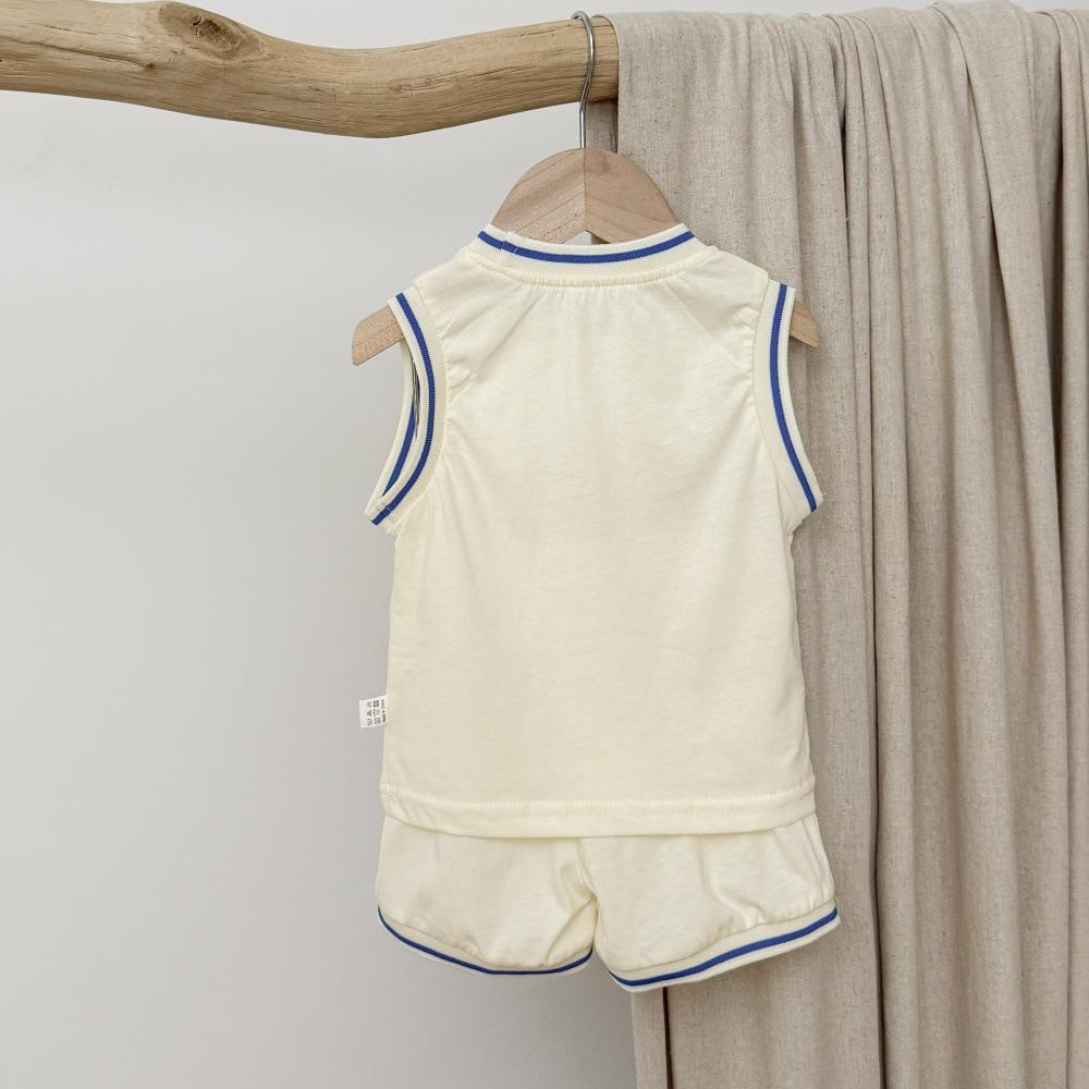 Korean Style Summer Baby Clothes Set: Cartoon Bear Sleeveless Vest with Shorts for Boys and Girls