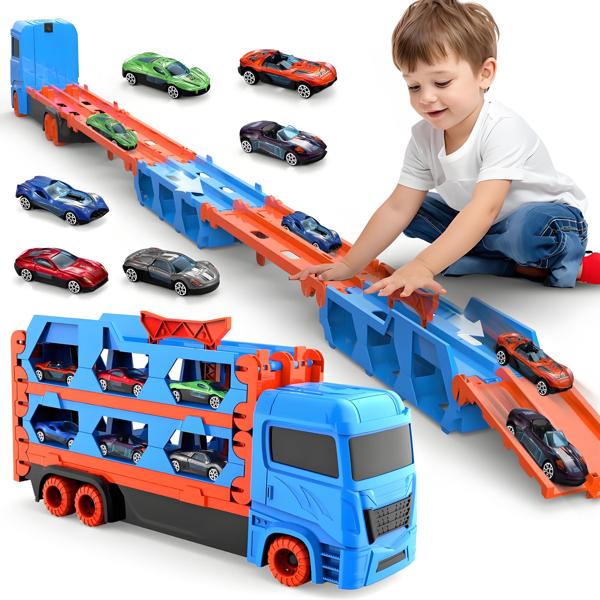 

Foldable & Portable 3-Tier Raceway Set | Includes 12 Mini Race Cars | Interactive Play for Kids Toddlers Boys Ages 3-7 синий