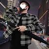 2025 Men's Autumn Plaid Jacket: Black & White Colorblock Outerwear for Young Men