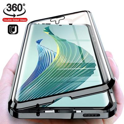 360° Metal Bumper Adsorption Magnetic Flip Case for Honor Magic5 Lite 5g Double-sided Tempered Glass Coque Honer Magic 6 Lite 5g