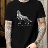 Men Wolf Pattern Cotton T-shirt - Casual Round Neck Short Sleeve Solo Design Summer Tee Summer Casual Wear Men Clothing
