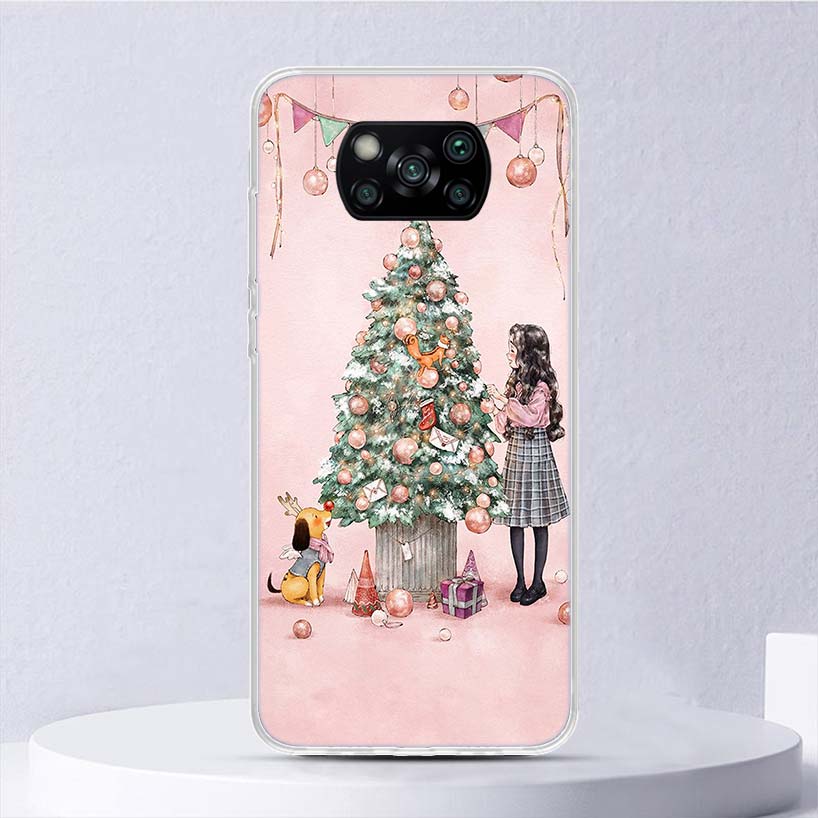 Christmas Girls Tree Gift Soft Case For Xiaomi Poco X3 NFC X4 M4 Pro M3 M2 Phone Cover F3 F2 F1 Mi Note 10 Lite A3 A2 A1 Funda C