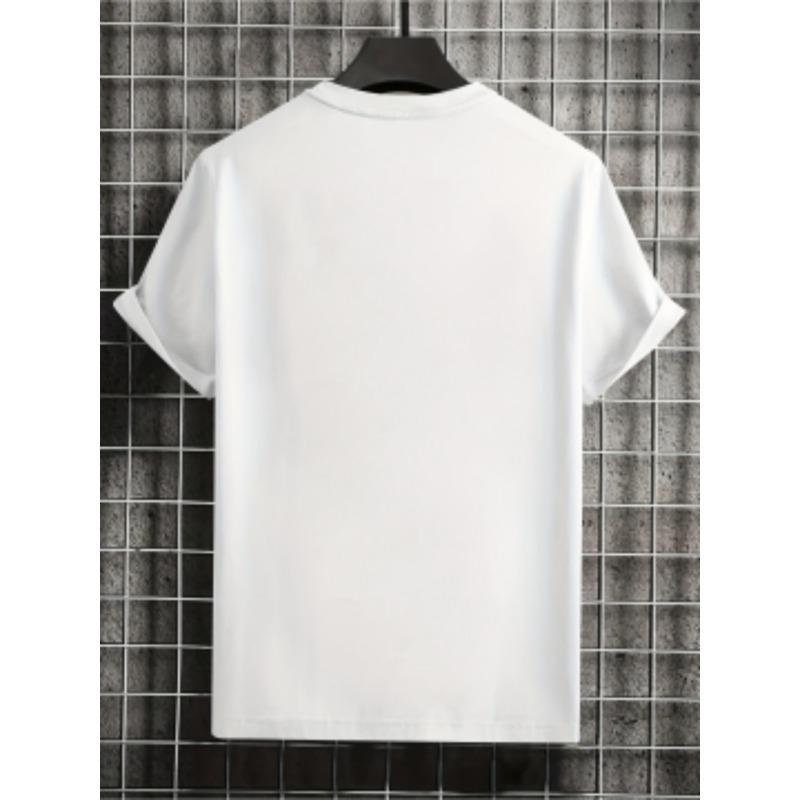 European sizes This Stylish Polyester Casual T-shirt for Men Comes in Colors of Black, Blue, and WhiteFloral PrintIt