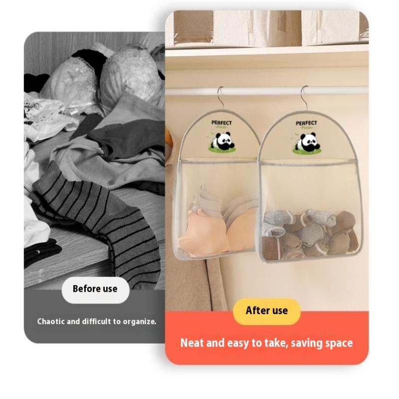 2/3-lagige Aufbewahrungstasche mit großem Fassungsvermögen, Netzbeutel zur Aufbewahrung von Unterwäsche und Socken, atmungsaktiver Schrankorganizer mit Kleiderbügel