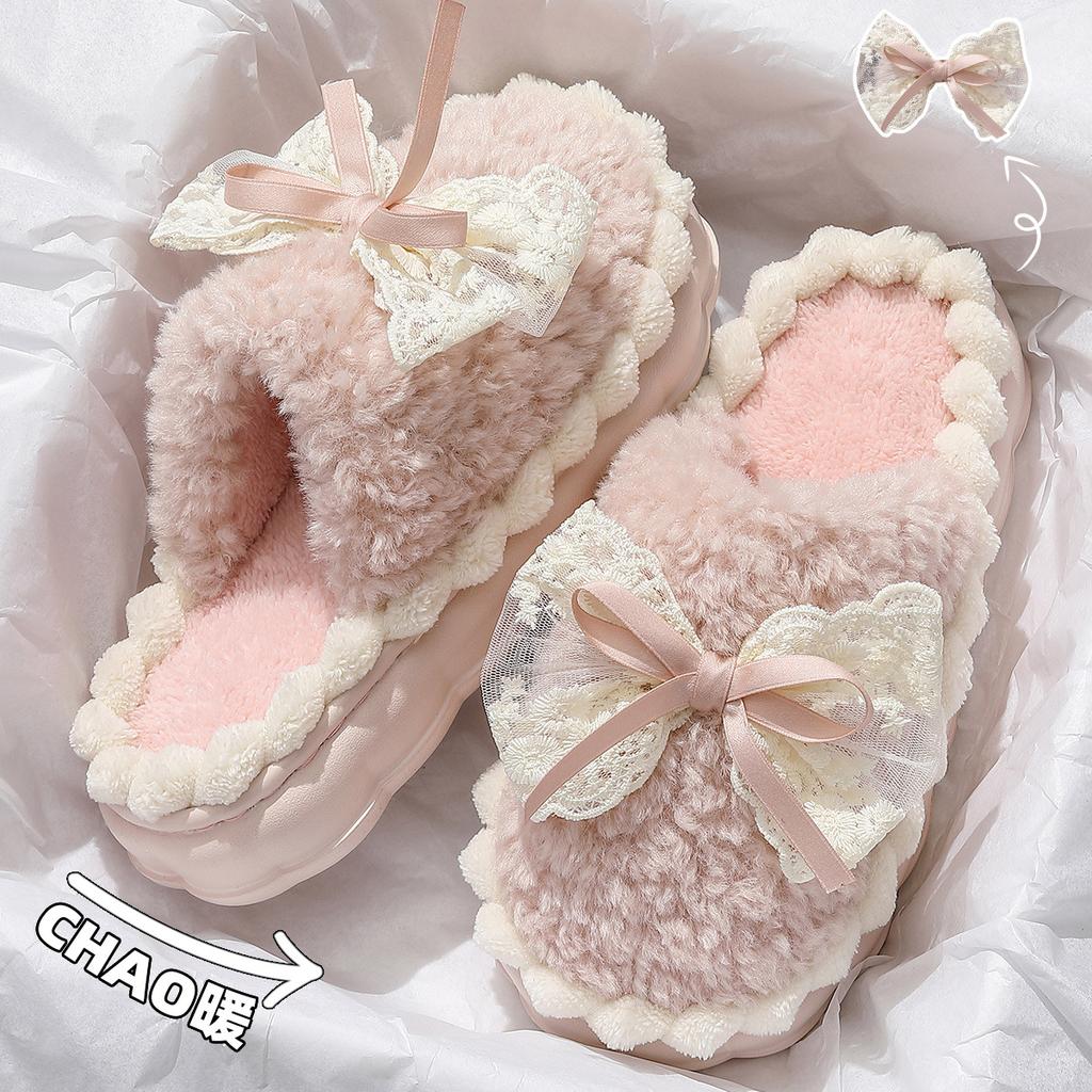 Cotton slippers women's autumn and winter new indoor home non-slip thick bottom plush warm fluffy slippers women