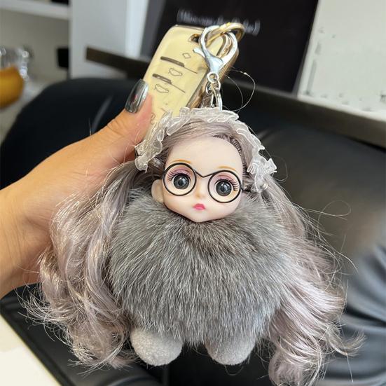 Keychain Pendant Girl Style Plush Doll Charm Soft Stuffed Key Holder Backpack Car Wallet Bag Accessory