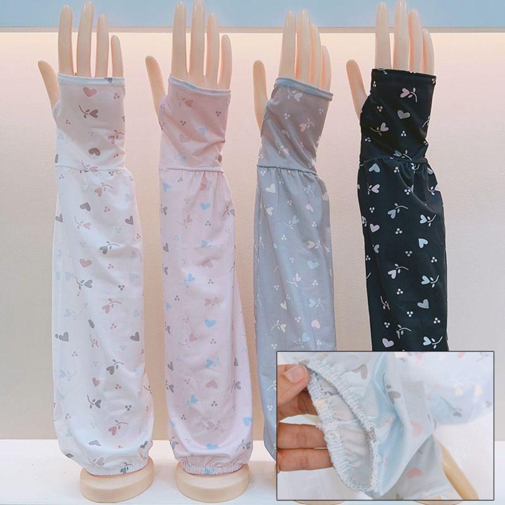 Cooling Material Arm Sleeves Breathable Sun Protection Sleeves Cute Ice Silk Sleeve Hiking