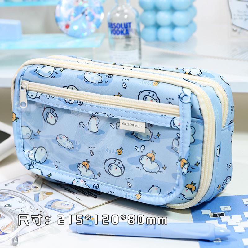 

Transparent large-capacity pencil case Korean ins high-value stationery box for primary school students, advanced sense pencil case for girls, cute