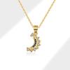 Fashion Jewelry Necklaces 925 Sterling Silver Sun and Moon Zircon Necklace for Couples Gold Plated Couple Necklaces for Lovers