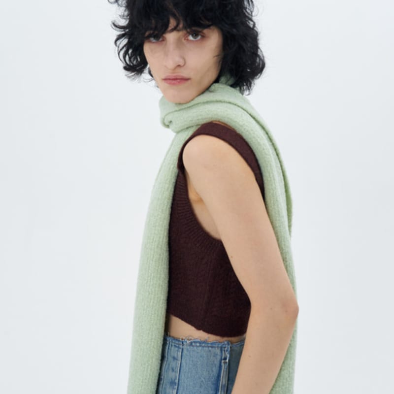 ETCH LOOP YARN WOOL MUFFLER(MINT)