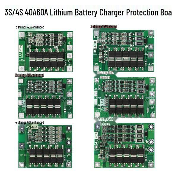 Balanced/Enhanced 3/4 Series 40A/60A Lithium-ion Battery Charger Protection Board for Electric Drills.
