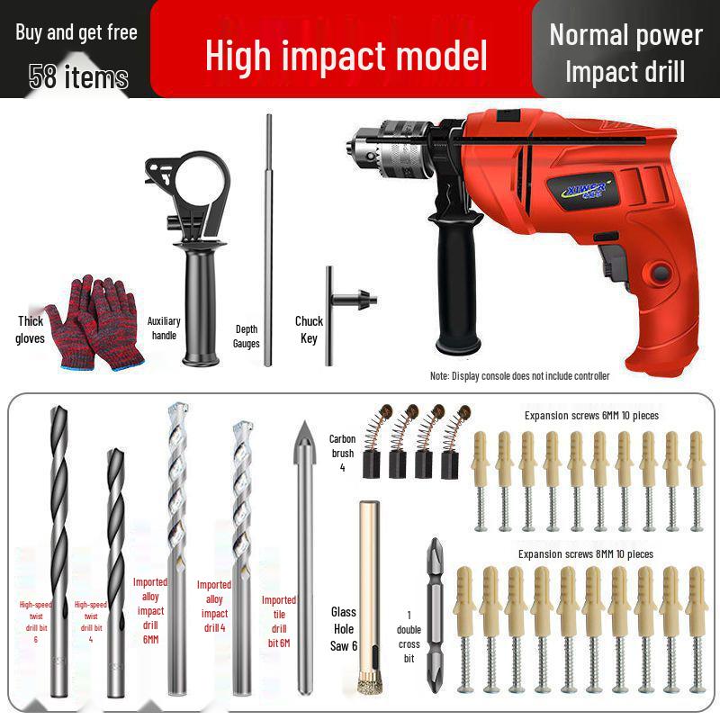 Electric Hand Drill Set with Drill Bits for Woodworking & Household Tasks