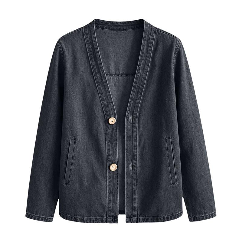 Langarm Übergröße Vintage Jeansjacke lässig locker Frühling Herbst Damen Denim Jacke Mantel
