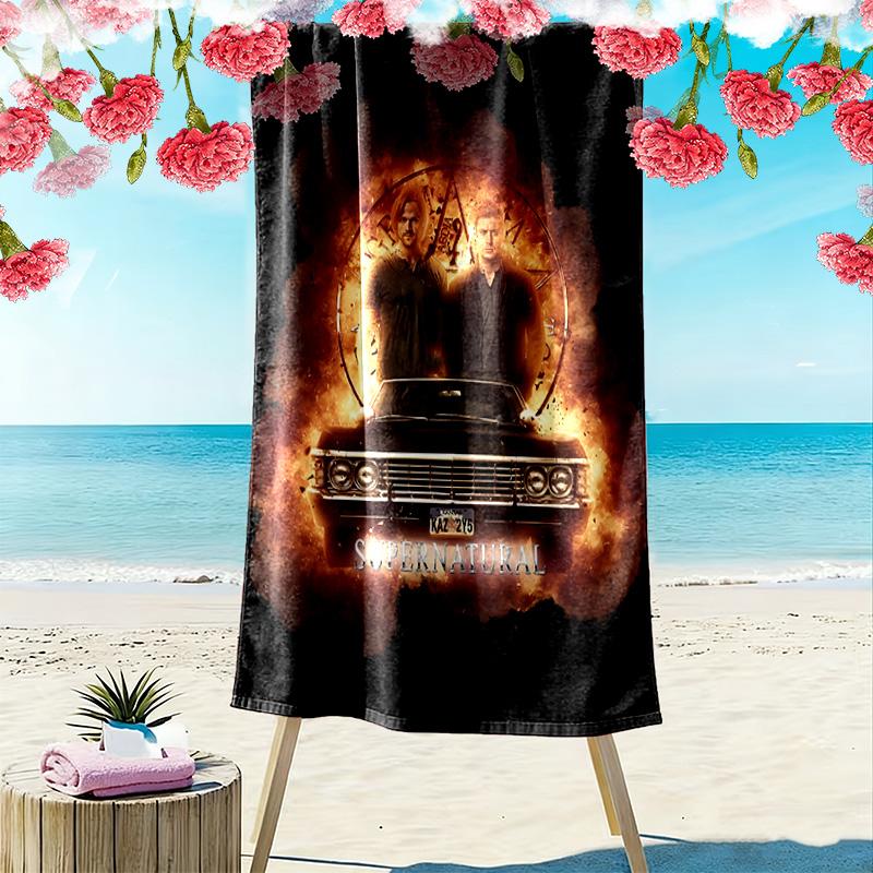 Supernatural Print Beach Towel, Large Soft Quick Dry Towel for Beach Camping Swimming