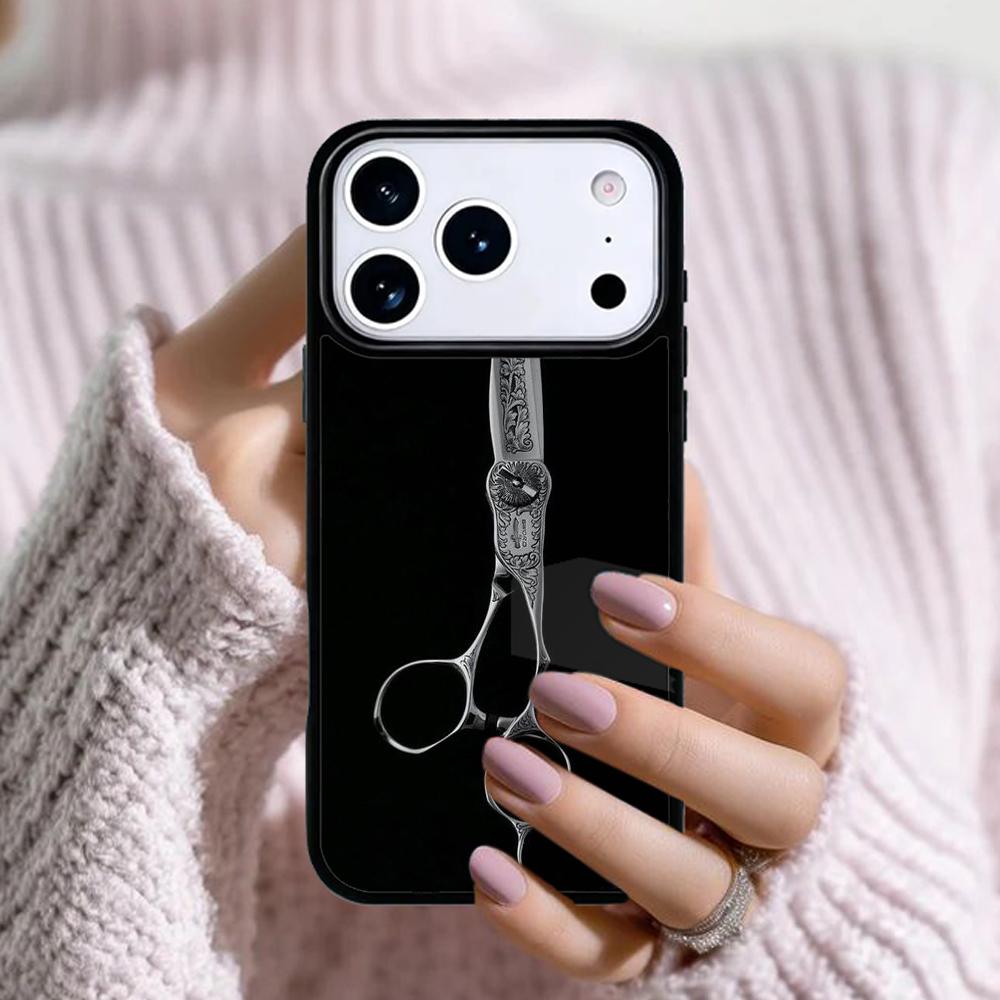 Barber Scissors Hairstylist Salon Phone Case For Apple iPhone 17 Air 16E 15 14 Plus 13 12 11 Pro Max Mini Funda Cover