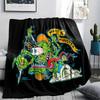1PC Rat Fink Print Flannel Blanket, High Quality All Seasons, Home Decor, Warmth and Comfort, Perfect for Christmas Gifts