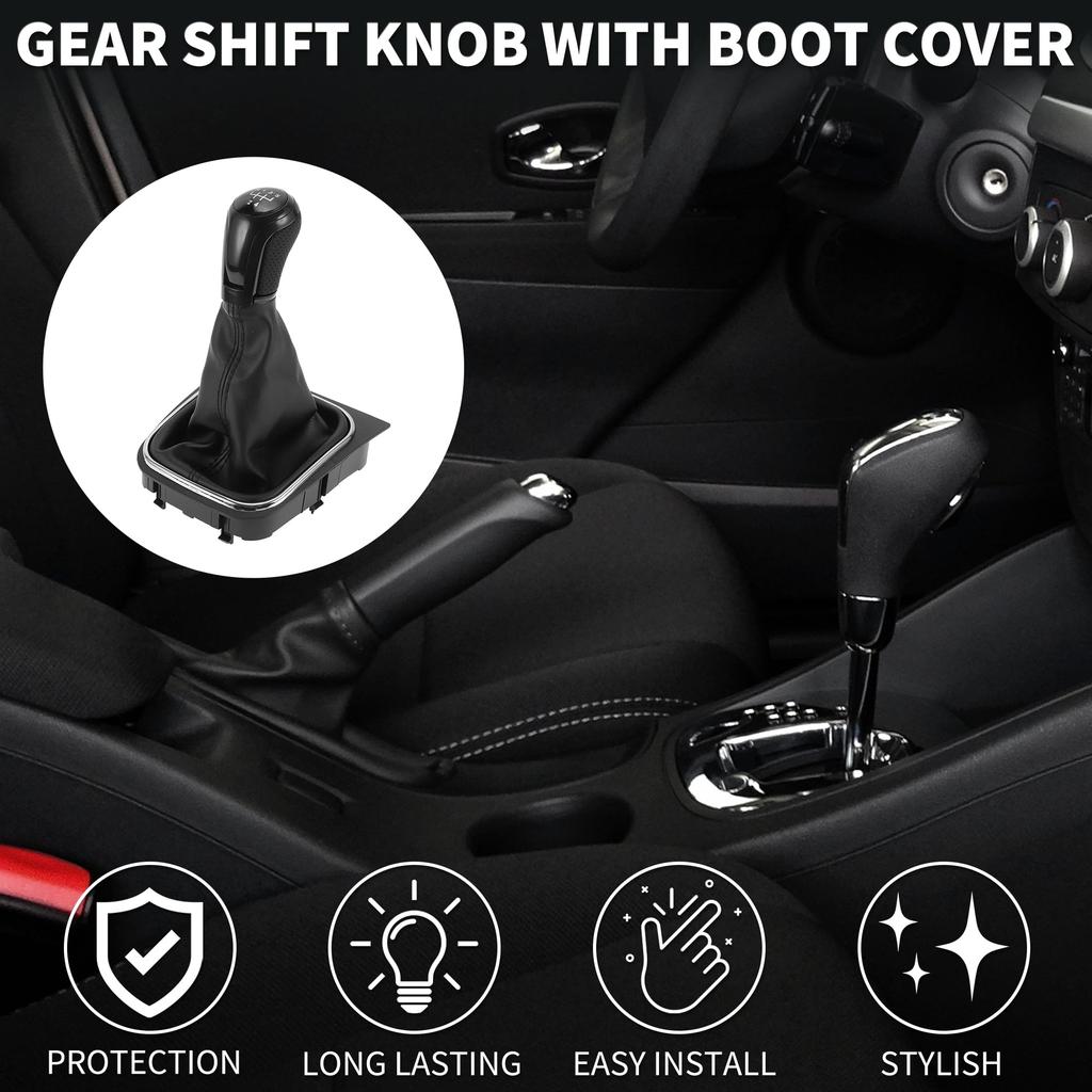 TUCKBOLD Covered Manual Gear Shift Knob for VW Black 5-Speed E-os 2006-2015 (1pc)