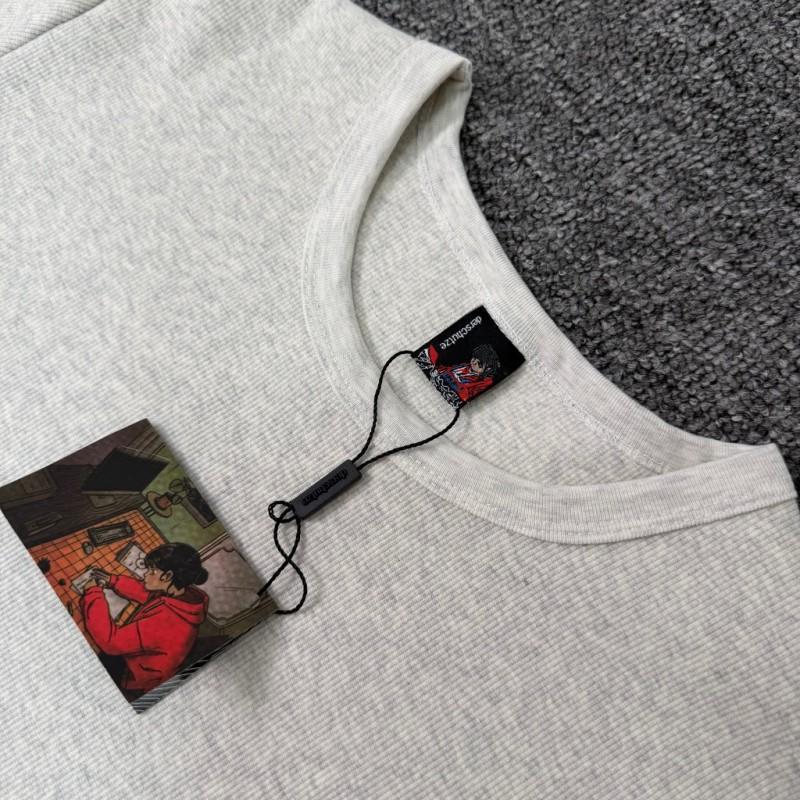 Unisex Cotton Short Sleeve T-Shirt With Embroidered Cherry Blossom Design Loose Fit Round Neck Tee Casual Wear