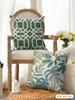 Nordic-Inspired Green Geometric Style Cushion Cover Natural Linen Organic Fabric Printing Breathable Perfect For Home Decor