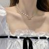 VKME Fashion Layered Pearl Flower Pendant Necklace Female Small Daisy Pearl Chain Collar Necklace Bohemian Vintage Jewelry Gift