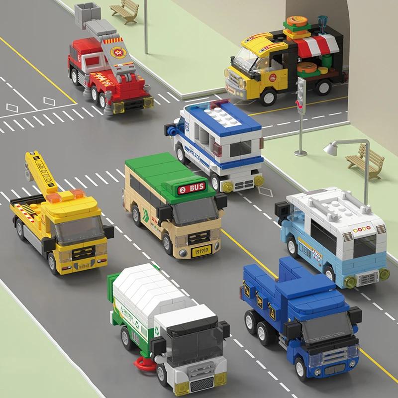 Funny car building blocks toys, sliding cars, city themed simulation vehicles, exquisite interior decorations, gifts for child