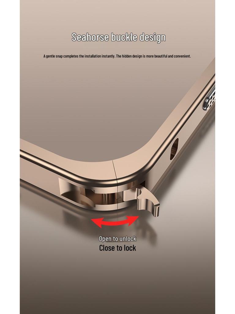 Ultra-Thin Lightweight Metal Frame iPhone 16/15 Pro Case with Seahorse Buckle Design and Heat Dissipation