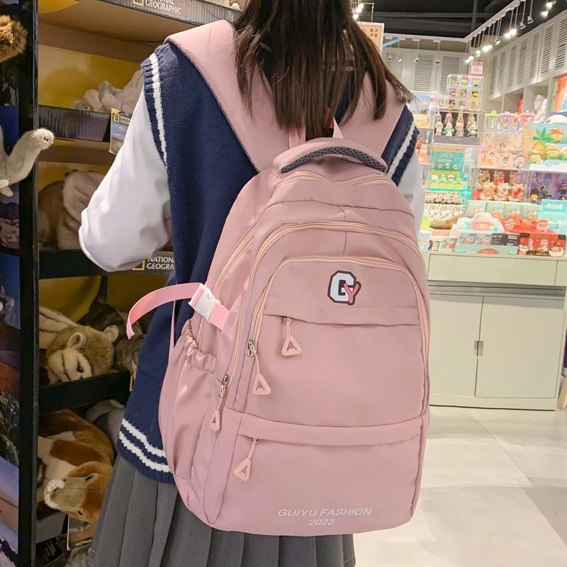 Lightweight Letter Nylon Backpack With Zipper Closure For Teens And Adults