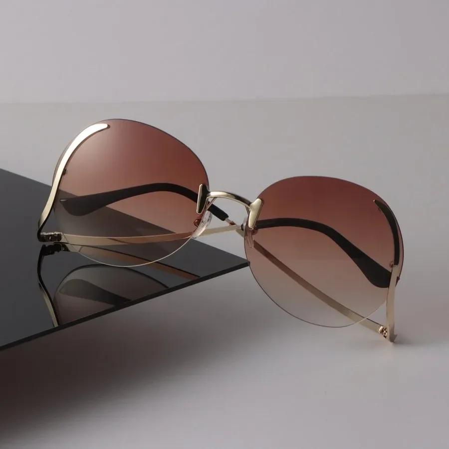 Retro Runde Sonnenbrille Damen Herren Luxusmarke Designer Spiegel Sonnenbrille Weiblich Männlich Randlos