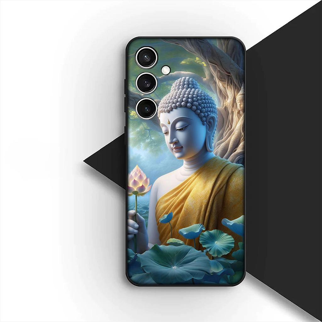Lord Buddha Lotus Flower Light Phone Case for Samsung Galaxy S24 S25 S23 FE Ultra Plus S7 Edge S25+ S23+ A56 5G Protective Cover