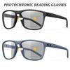 2 Pairs Classic Photochromic Reading Anti-Blue Light Glasses Rectangular Presbyopic Eyewear For Grandparents +150 +200 +300