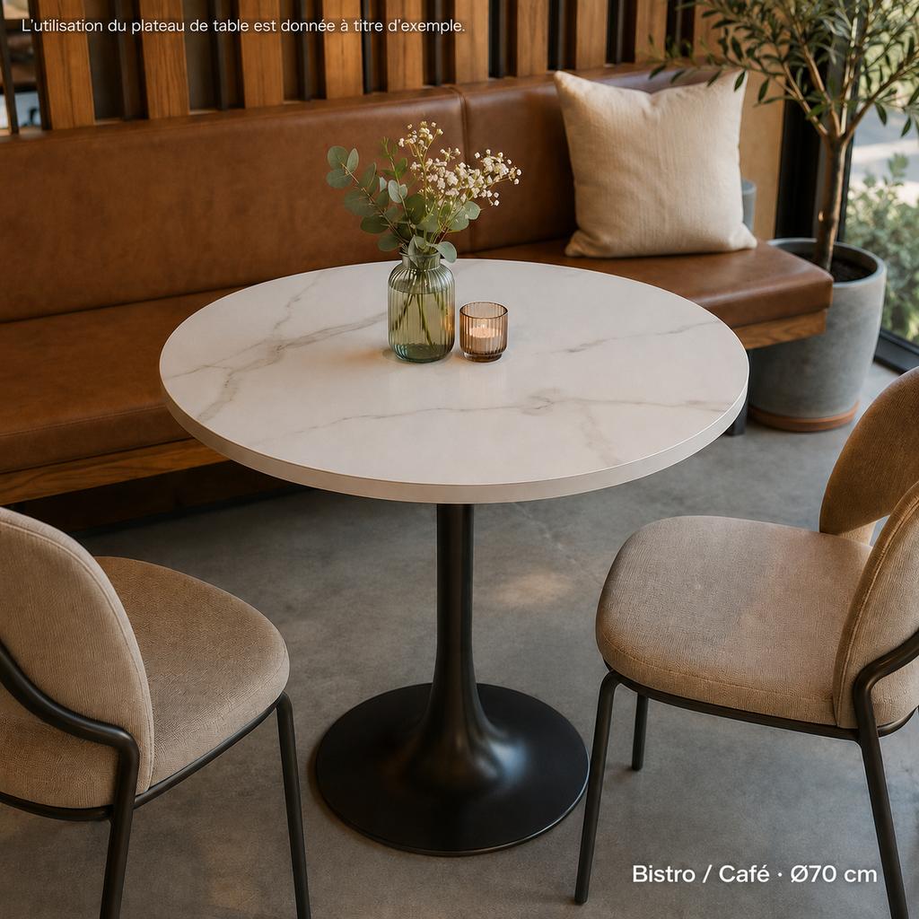 Elegant round table top in white marble look, 2 sizes diameter 70 cm & diameter 50 cm, durable melamine surface