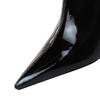 Fashion 2025 Shiny Patent Leather Mid-Calf Boots Women Pointed Sexy Black Party Boots Warm Stretch High Heels Ladies Botas Mujer Autumn