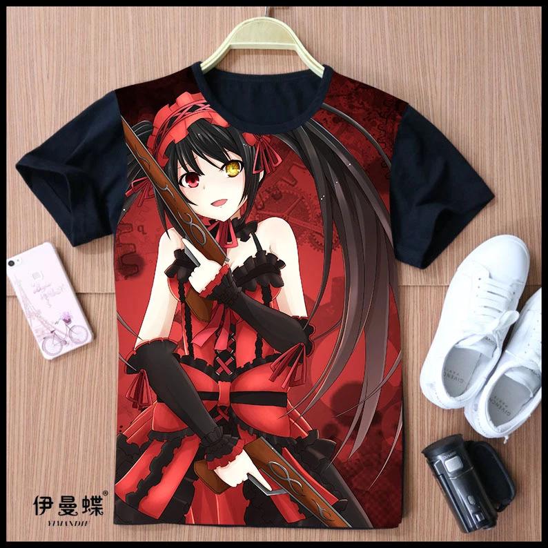 Cosplay DATE A LIVE Kurumi Tokisaki Anime T-Shirt Costumes Polyester Black New
