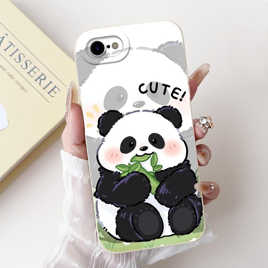 

For iPhone 7 Plus 8 Plus Case Soft Silicone Capa Goothic Style Cartoon Panda Flower Back Cover For iPhone 6 Plus 6S Plus Bumper iPhone 6 6s