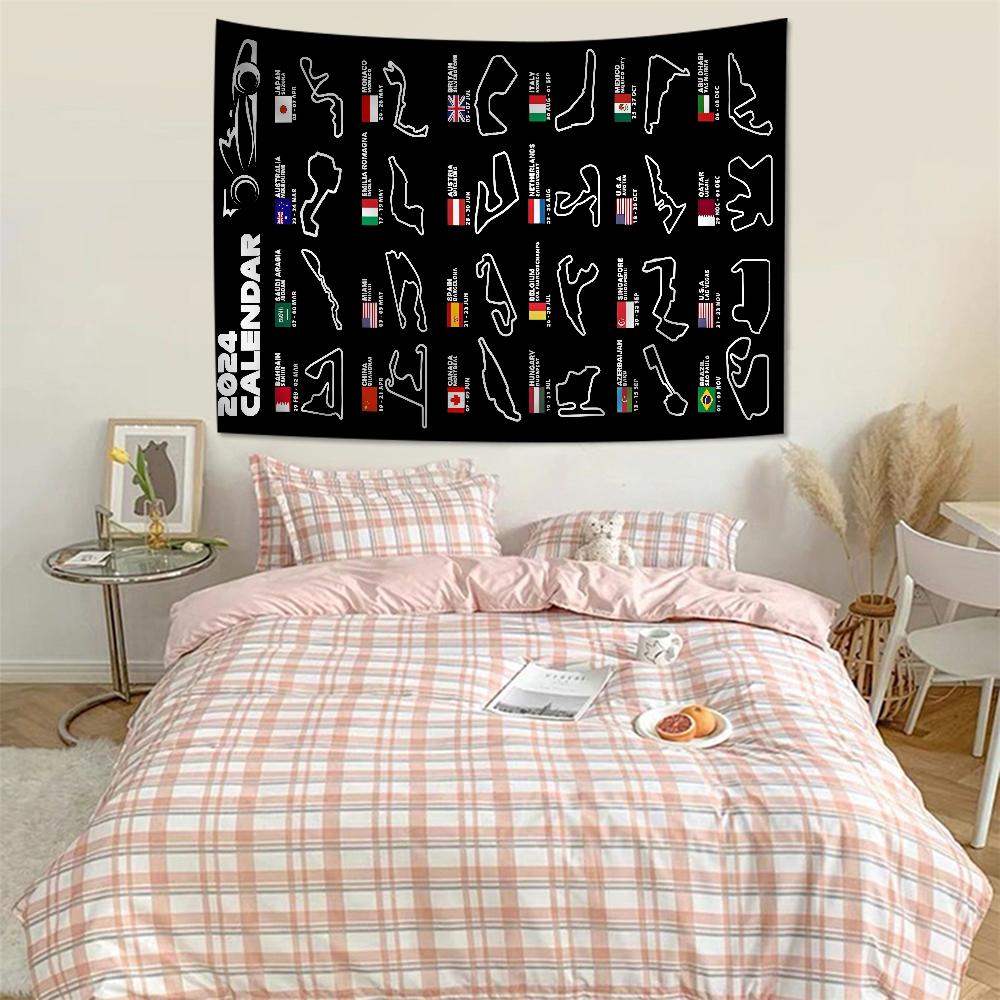 

F1 Track Hanging Bohemian Tapestry Hanging Tarot Hippie Wall Rugs Dorm Home Decor 74x94cm(29x37in)