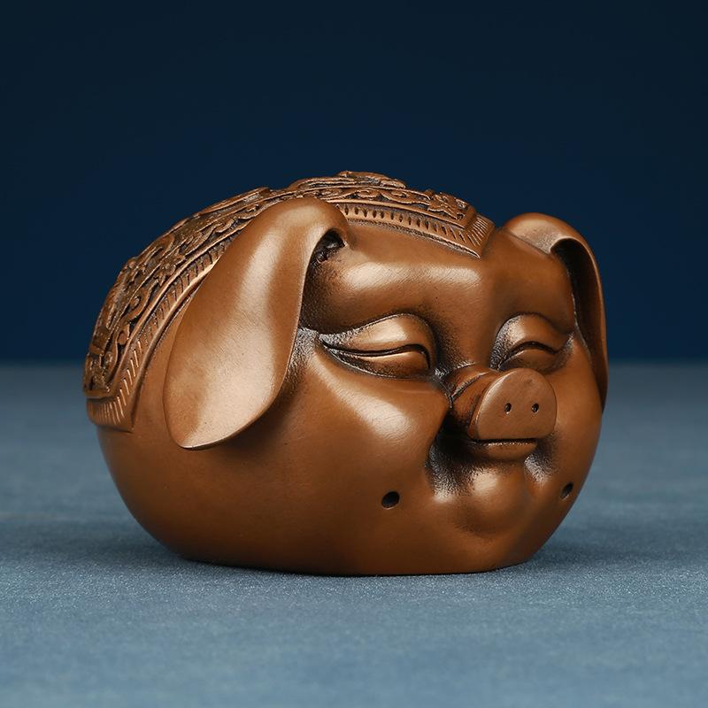 Red Copper Ornaments Zodiac Pig Mascot Birthday Gift Home Hallway TV Cabinet Decorations