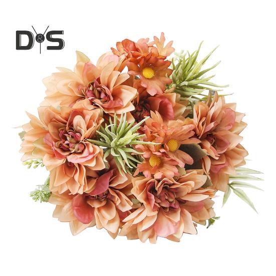 Simulated Flower Bouquet 5 Forks Flower Leaves Artificial Bouquet Realistic Silk Flowers Indoor Outdoor Decoration