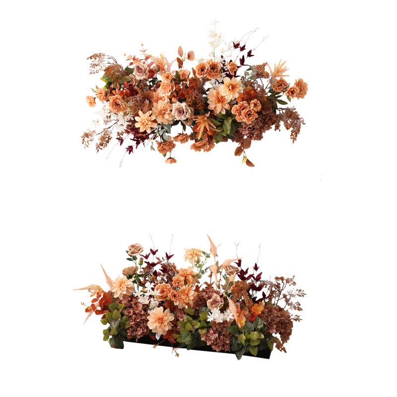 Retro Brown Floral Silk Flower Wall Hanging for Weddings and Events